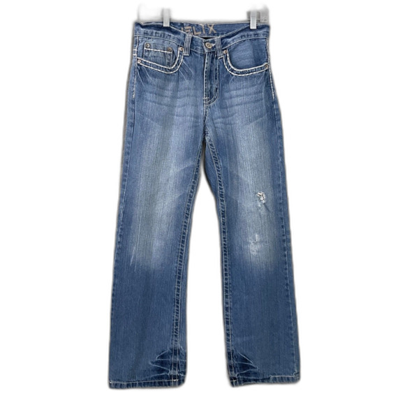Helix Jeans Mens Size n29x30 thick stitch M- Wash Distressed Bootcut Embroidered - Picture 1 of 13